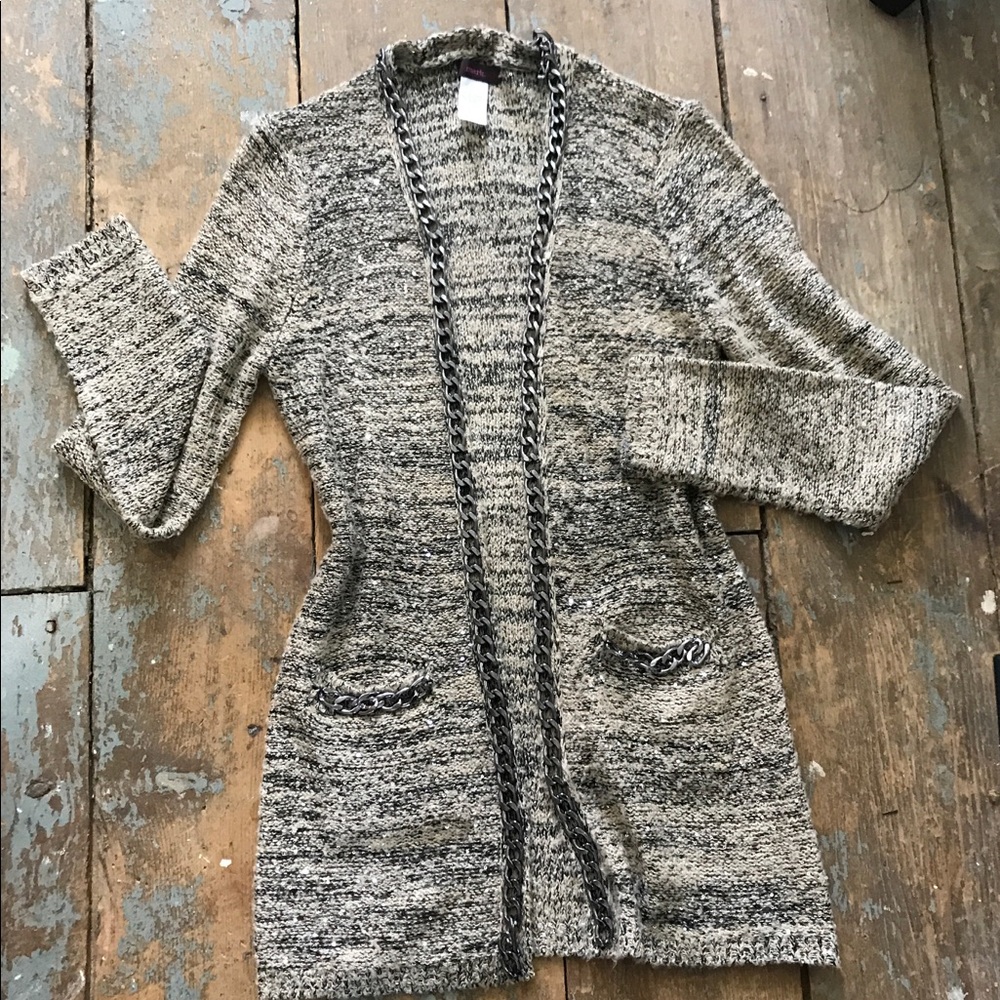 Khaki-colored Sweater with Metal Detail